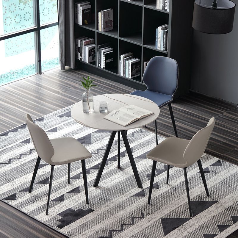 Contemporary Round Shape Standard Dining Table Sintered Stone Dining Table for Kitchen Clearhalo ' dining_table' 'Dining Tables & Seating' 'Dining Tables' 'furn' 'furn_dining_table' 'Furniture' 'furniture_dining_table' 'Kitchen & Dining Furniture' 'kitchen&dining_furn' 'kitchen' 'kitchen_dining_table' 1200x1200_6b90da10-20b6-4387-a5b7-ff7588154739