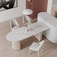 Mesa de comedor de piedra sinterizada de forma libre mesa blanca de lujo con pedestal doble
