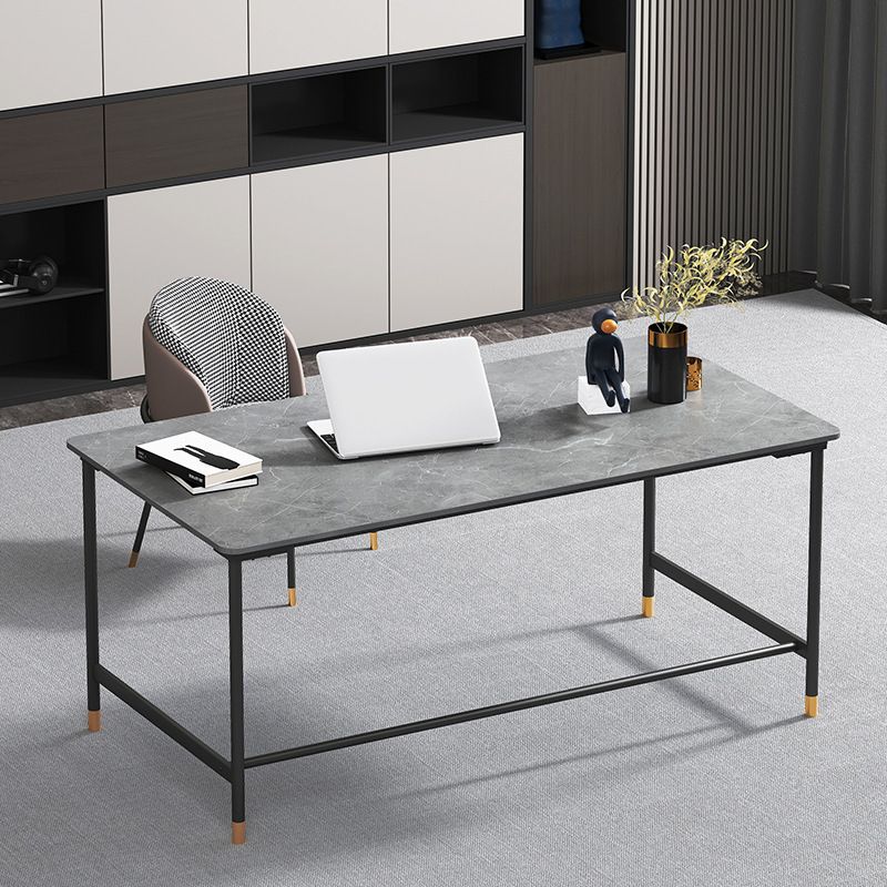 Industrial Rectangular Writing Desk H-Shape Office Desk Dark Taupe Clearhalo 'furn' 'furn_office_desk' 'Furniture' 'Office Desks' 'Office Furniture' 'office_desk' 1200x1200_6b92019e-ca17-47b3-9af0-bb88364575f4