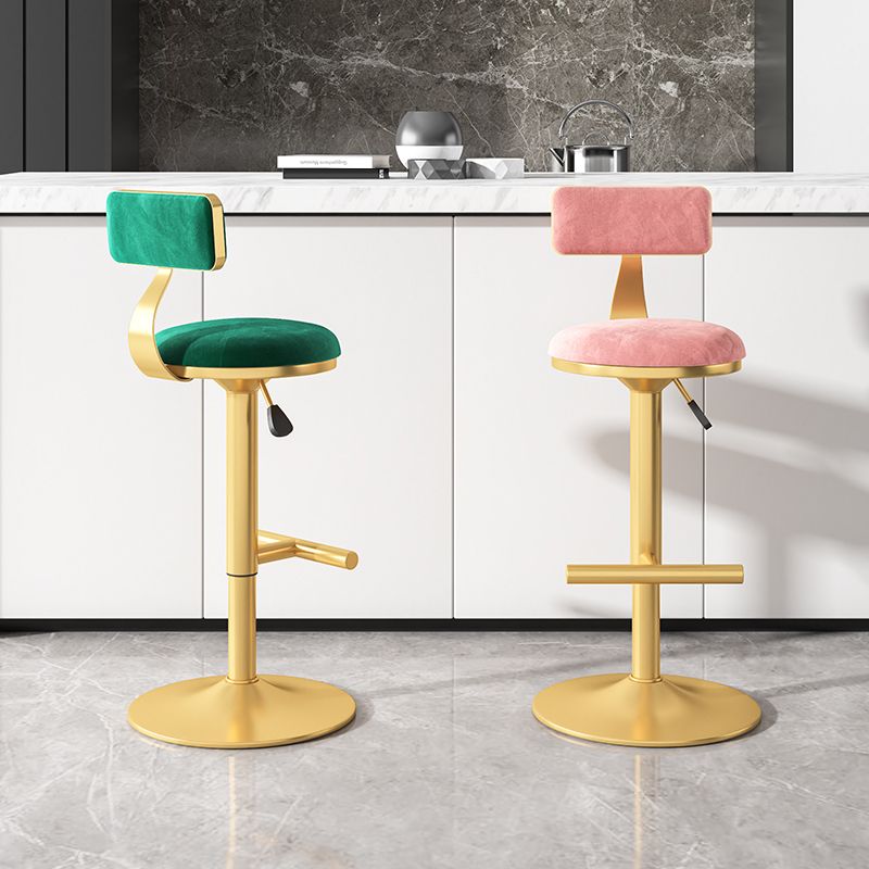 Glam Rotatable Backrest Counter Stool Steel Kitchen Bar Stool with Cushion and Pedal Clearhalo 'Bar Furniture' 'Bar Stools' 'bar_stools' 'furn' 'furn_bar_stools' 'Furniture' 'furniture_bar_stools' 'Kitchen & Dining Furniture' 1200x1200_6b92b177-107f-4a10-82aa-7417900964ab