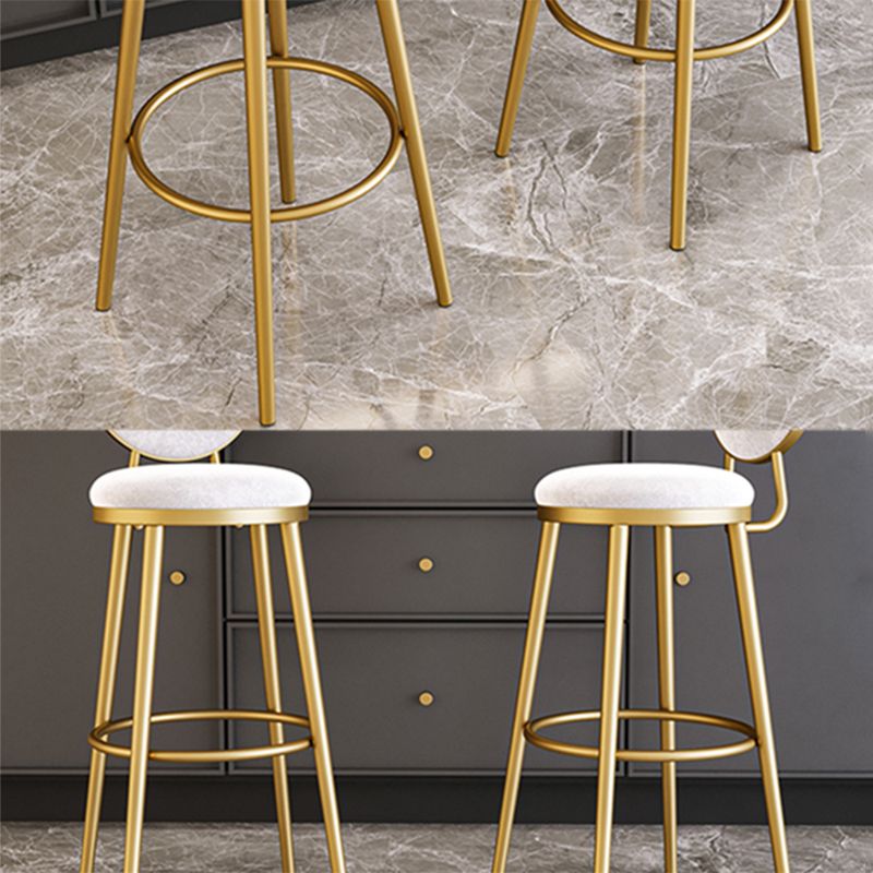 Glam Backrest Armless Counter Stool Iron Cafe Bar Stool with Velvet Cushion and Pedal Clearhalo 'Bar Furniture' 'Bar Stools' 'bar_stools' 'furn' 'furn_bar_stools' 'furniture_bar_stools' 'Kitchen & Dining Furniture' 'kitchen&dining_furn' 'kitchen' 'kitchen_furn' Furniture' 1200x1200_6b92f8b7-0180-4e5a-bbc1-7571c9757fea