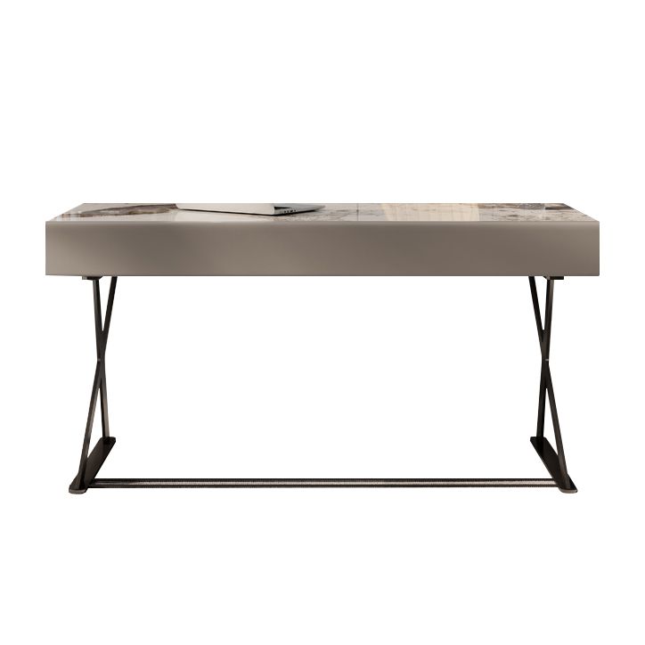 Escritorio de escritura de piedra contemporánea escritorio de la oficina de dormitorio en blanco con piernas