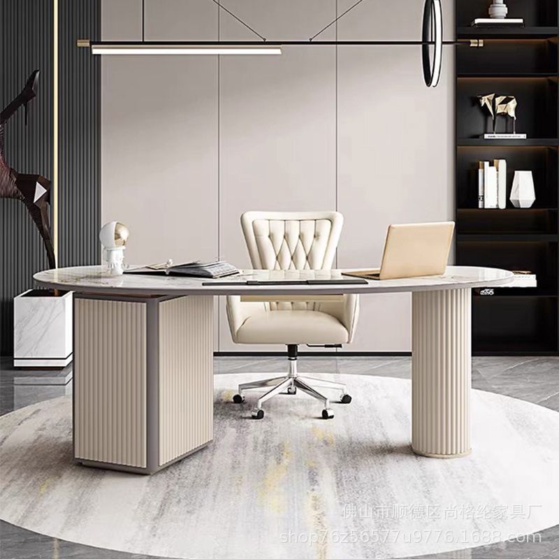 Glam Executive Desk Pedestal 3-drawer Cable Management Office Desk Clearhalo 'furn' 'furn_office_desk' 'Furniture' 'Office Desks' 'Office Furniture' 'office_desk' 1200x1200_6b9a177e-d4b3-43ed-8a2a-b72bf466a3d8