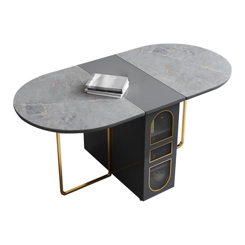 59''L Minimalist Folding Kitchen Dining Table Oval Dining Table with Pedestal Base Clearhalo ' dining_table' 'Dining Tables & Seating' 'Dining Tables' 'furn' 'furn_dining_table' 'Furniture' 'furniture_dining_table' 'Kitchen & Dining Furniture' 'kitchen&dining_furn' 'kitchen' 'kitchen_dining_table' 1200x1200_6b9cfa79-5c4e-4fe4-8fd8-ced4eedc91ff