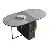 59''L Minimalist Folding Kitchen Dining Table Oval Dining Table with Pedestal Base Clearhalo ' dining_table' 'Dining Tables & Seating' 'Dining Tables' 'furn' 'furn_dining_table' 'Furniture' 'furniture_dining_table' 'Kitchen & Dining Furniture' 'kitchen&dining_furn' 'kitchen' 'kitchen_dining_table' 1200x1200_6b9cfa79-5c4e-4fe4-8fd8-ced4eedc91ff