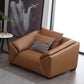 Orange Faux Ledersofa moderne Kissen -Oberarm -Sofa mit Kissen