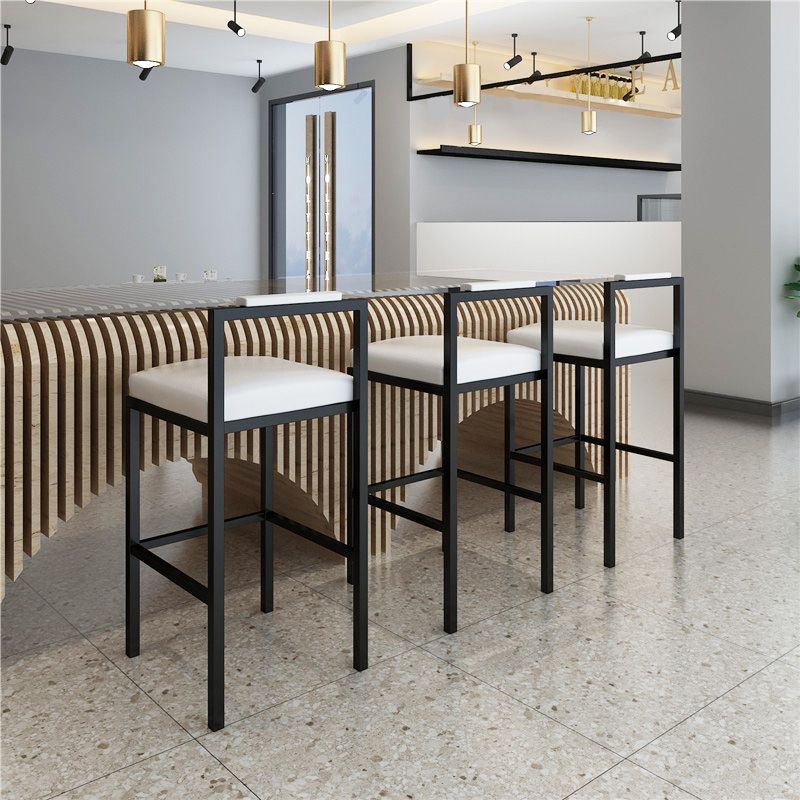 Black Iron Low Back Barstool Industrial Restaurant Tall Stool with Square Seat Clearhalo 'Bar Furniture' 'Bar Stools' 'bar_stools' 'furn' 'furn_bar_stools' 'furniture_bar_stools' 'Kitchen & Dining Furniture' 'kitchen&dining_furn' 'kitchen' 'kitchen_furn' Furniture' 1200x1200_6ba65df2-74ab-4133-a46c-468a4f724cab