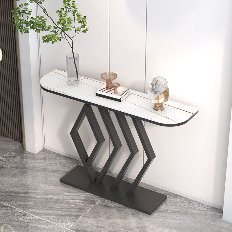 Stone Half Moon Console Table 31.5 "Mesa de acento de 1 estante de altura para Hall