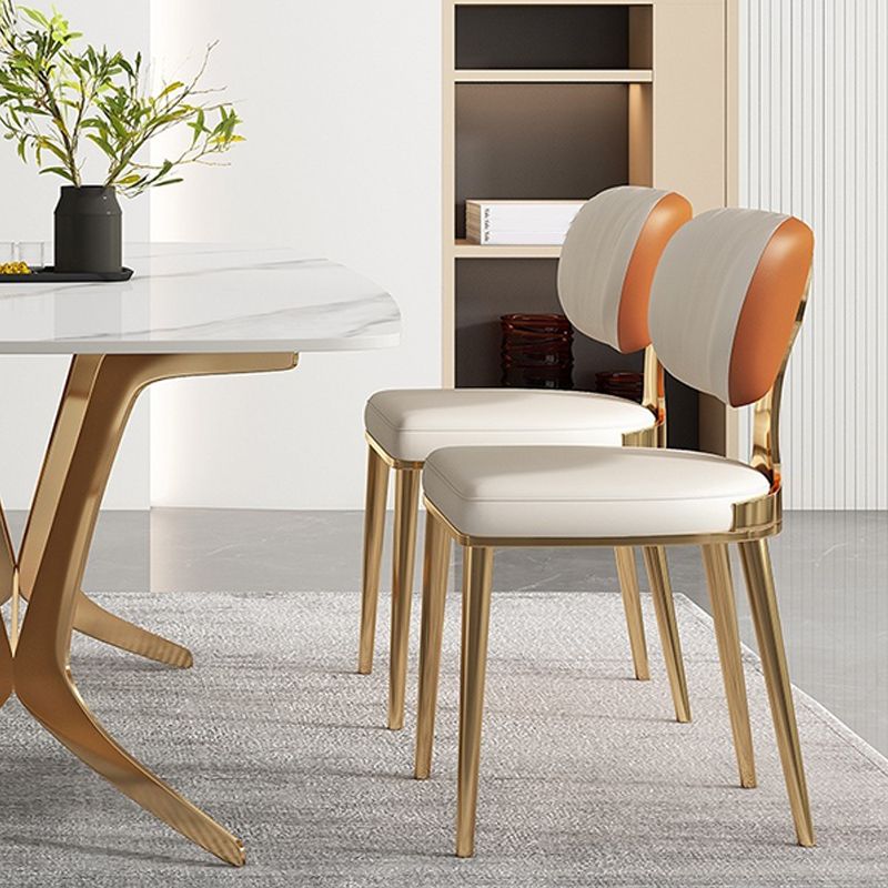 Glam Upholstered Dining Chair Open Back Dining Chair with Metal Legs Clearhalo 'Dining Chairs' 'Dining Tables & Seating' 'dining_chair' 'furn' 'furn_dining_chair' 'Furniture' 'Kitchen & Dining Furniture' 1200x1200_6ba8324d-efed-43ee-a9f7-590829023b5a
