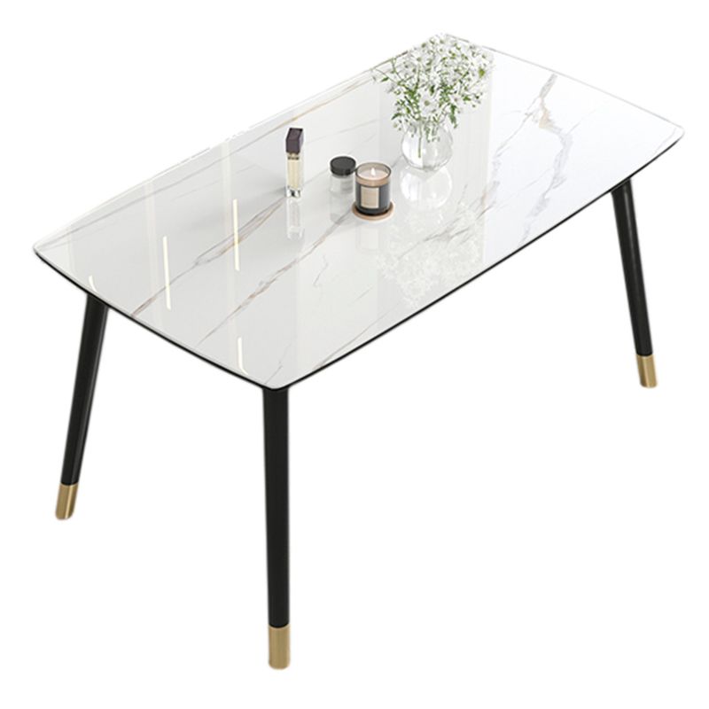 Contemporary Sintered Stone Kitchen Dining Table Rectangle Shape Dining Table with 4 Legs Base Clearhalo ' dining_table' 'Dining Tables & Seating' 'Dining Tables' 'Furniture' 'furniture_dining_table' 'Kitchen & Dining Furniture' 'kitchen&dining_furn' 'kitchen' 'kitchen_dining_table' 1200x1200_6ba8f11f-9664-4fe4-8540-d360e9606318