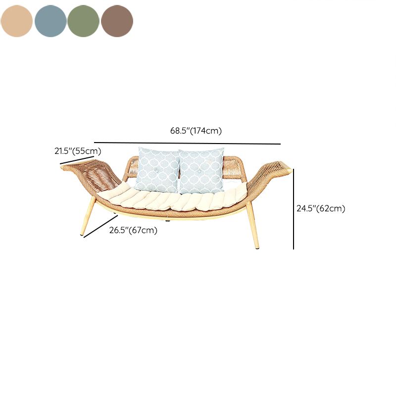 Traditional Rattan Cushioned Yoga Chaise Lounge Chair with Arms and Pillow Accent Chair Clearhalo 'Chairs & Seating' 'Chaise Lounge' 'chaise_lounge' 'furn' 'furn_chaise_lounge' 'Furniture' 'Living Room Furniture' 1200x1200_6ba9ee20-4a96-4aa9-b391-13d8a678defc