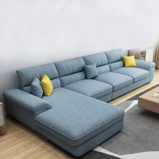Blue Scandinavian L-Shape Pillow Top Arm Sectional Sofa with High Back Clearhalo 'furn' 'furn_sectionals' 'Furniture' 'furniture_sectionals' 'Living Room Furniture' 'Sectionals' 1200x1200_6baa8ed1-20f4-4fd7-85eb-b1516caedfe3