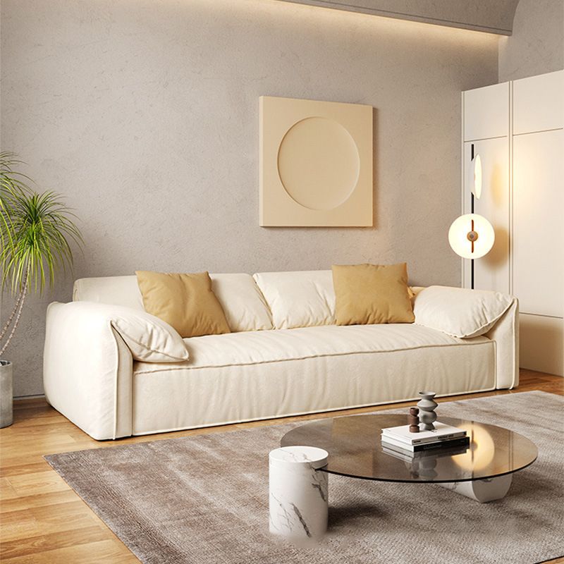 Ivory Faux Leather Sofa Wear-resistant Sewn Pillow Back Sofa Clearhalo 'furn' 'furn_sofas' 'Furniture' 'Living Room Furniture' 'Sofa' 'sofas' 1200x1200_6bab3cff-2094-43ee-889e-1caeba473a1a