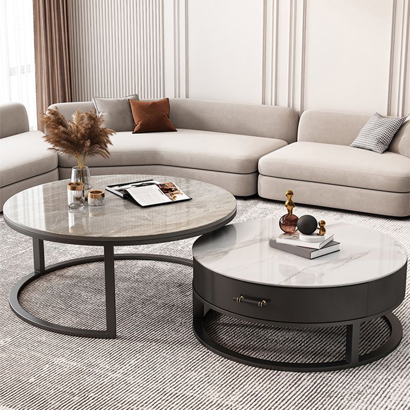 Slate Coffee Cocktail Table Frame Coffee or End Table with Storage Drawers Clearhalo 'Coffee & Accent Tables' 'Coffee Tables' 'coffee_tables' 'furn' 'furn_coffee_tables' 'Furniture' 'Living Room Furniture' 1200x1200_6bab8588-dedd-4633-b4f4-f5b720dc09e2
