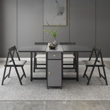 Mid-Century Modern Rectangle Dining Table Drop-Leaf Table with Solid Wood Base,59"L x 29.1"H Clearhalo ' dining_table' 'Dining Tables & Seating' 'Dining Tables' 'furn' 'furn_dining_table' 'Furniture' 'furniture_dining_table' 'Kitchen & Dining Furniture' 'kitchen&dining_furn' 'kitchen' 'kitchen_dining_table' 1200x1200_6bac6518-894d-4a11-aa18-f5b4829e7dc3