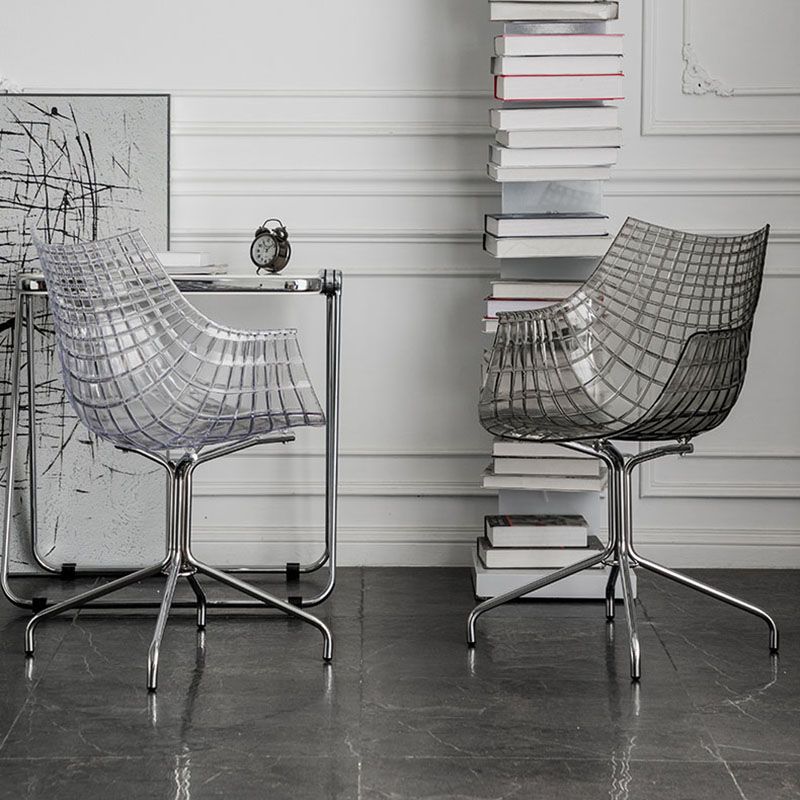 Contemporary Style Dining Chairs Arm Chairs for Kitchen with Metal Legs