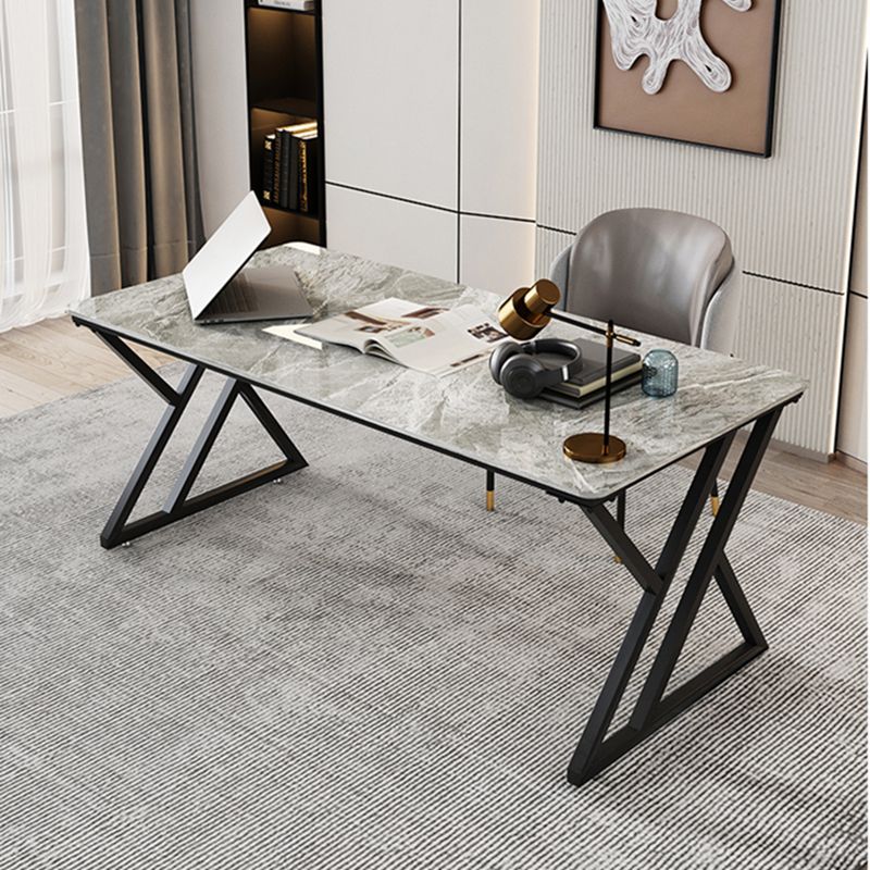 Industrial Rectangular Writing Desk Marble Office Desk with Metal Legs Clearhalo 'furn' 'furn_office_desk' 'Furniture' 'Office Desks' 'Office Furniture' 'office_desk' 1200x1200_6bad76c5-25bf-4d36-955e-b13328034561