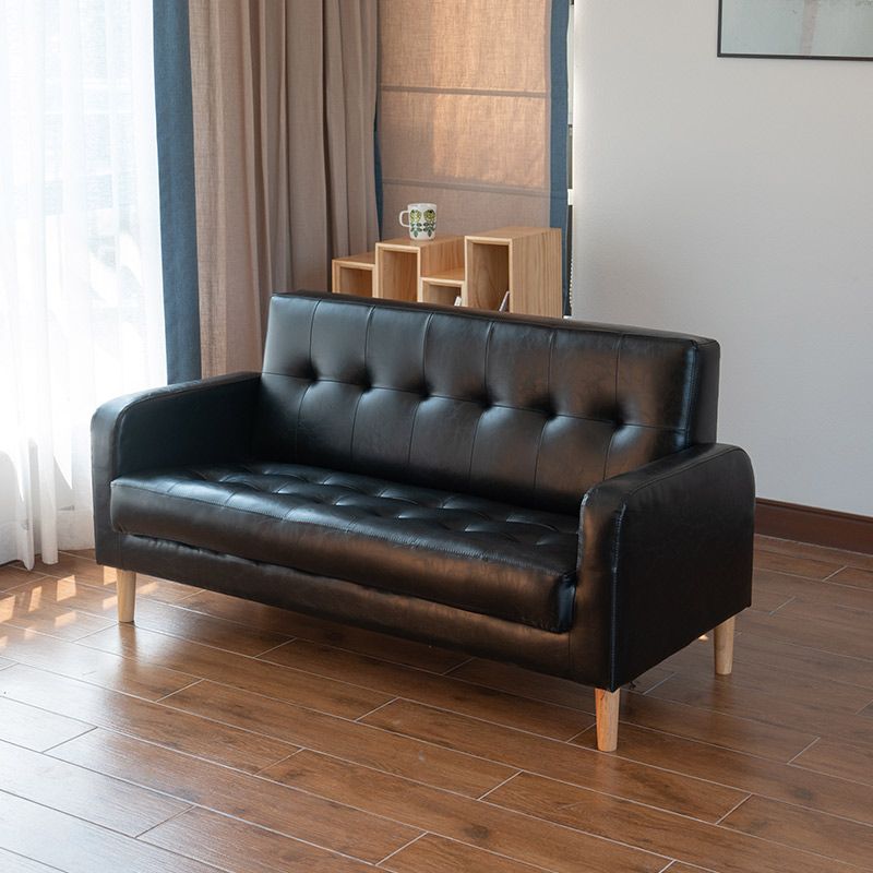 モダンなシングルクッションシートソファチュートバックフェイクレザーソファ