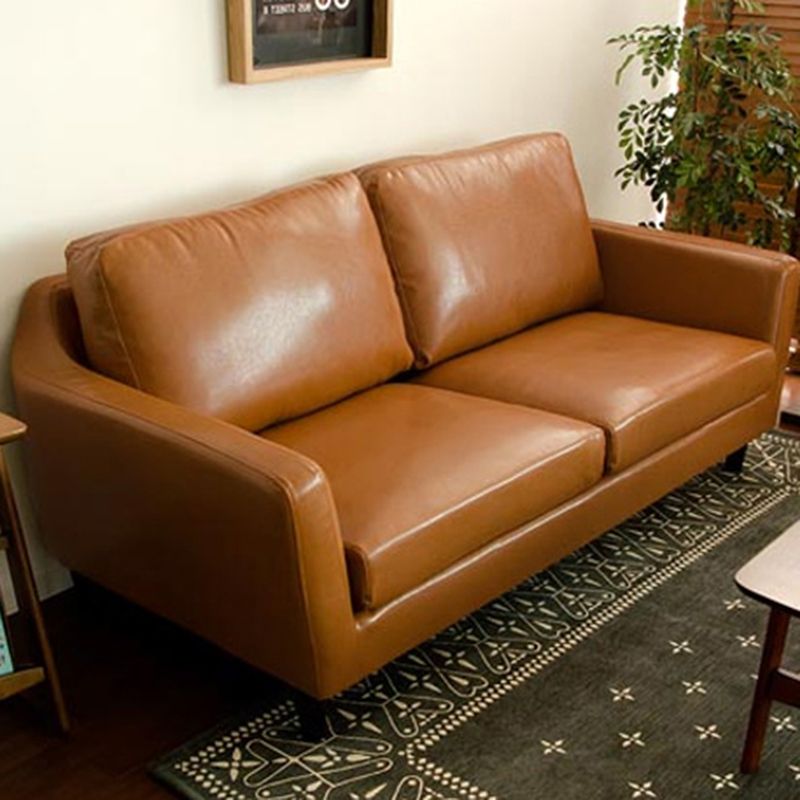 Transitional Faux Leather Flared Arm Sofa with 2 Pillows for Living Room Clearhalo 'furn' 'furn_sofas' 'Furniture' 'furniture_sofas' 'kitchen' 'kitchen_sofas' 'Living Room Furniture' 'Sofa' 'sofas' 1200x1200_6baf7737-fadf-43c3-a4af-5a66356ba332