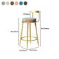 Glam Backrest Armless Counter Stool Iron Cafe Bar Stool with Pedal and Cushion