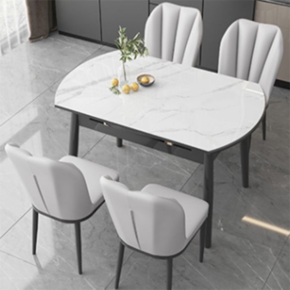 Kitchen Modern Sintered Stone Dining Table of Traditional Height with Space-Saving Dining Room Sets Clearhalo 'Dining Room Sets' 'Dining Tables & Seating' 'dining_room_set' 'furn' 'furn_dining_room_set' 'Furniture' 'furniture_dining_room_set' 'Kitchen & Dining Furniture' 'kitchen&dining_furn' 'kitchen' 1200x1200_6bb004b6-183d-4446-84ad-a6ae1fc4a23d