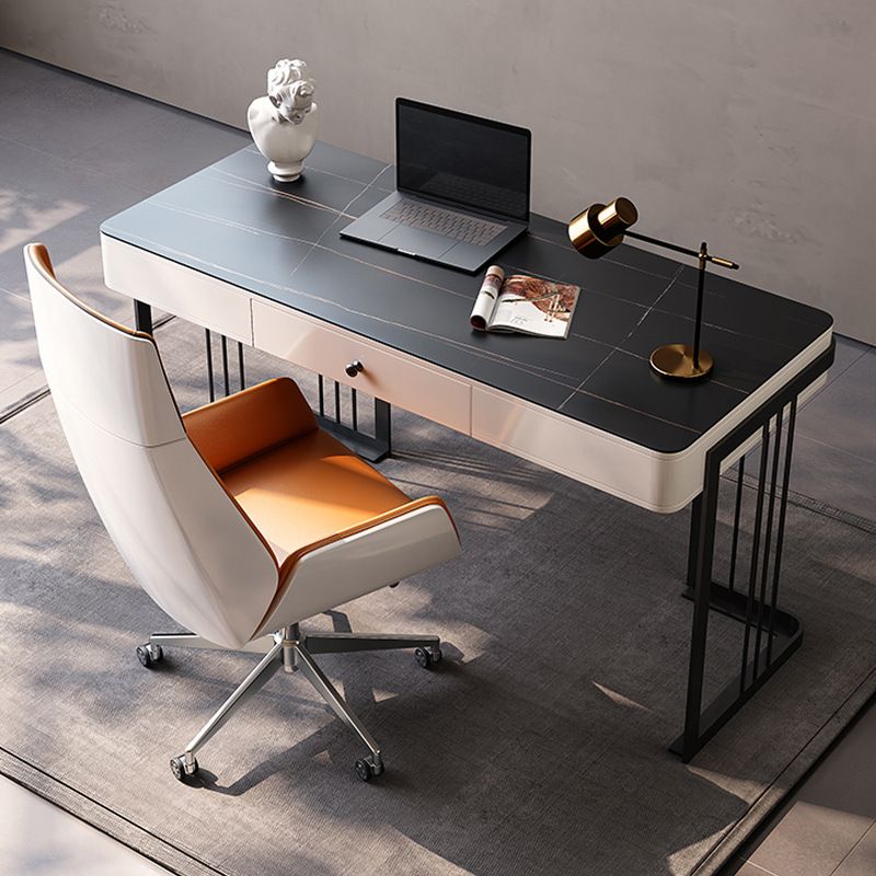 Bureau d'écriture en marbre contemporain 1 Drawer Bureau de bureau pour la maison