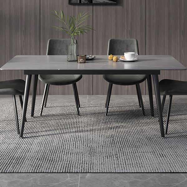 Metal Industrial Rectangle Dining Table Sintered Stone Top Table with Black Legs Clearhalo ' dining_table' 'Dining Tables & Seating' 'Dining Tables' 'furn' 'furn_dining_table' 'Furniture' 'furniture_dining_table' 'Kitchen & Dining Furniture' 'kitchen&dining_furn' 'kitchen' 'kitchen_dining_table' 1200x1200_6bb1c41b-ff32-4641-ac57-d8a107b19133