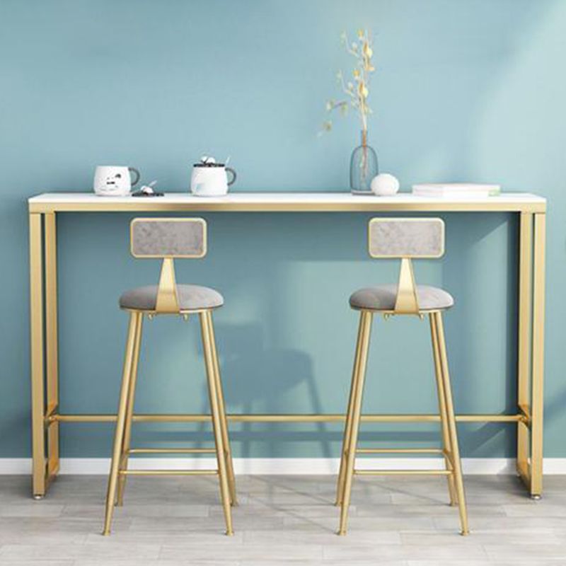 Mesa de comedor de barra rectangular de piedra con base de caballete