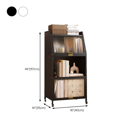 Closed Back Steel Bookcase Standard Glam Bookshelf with Doors