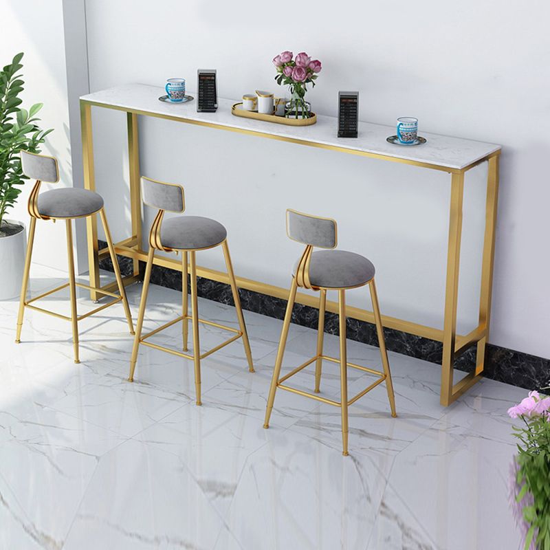 Glam Bar Height Table Faux Marble Top Bistro Bar Table with Trestle Base Clearhalo 'Bar Furniture' 'Bar Tables' 'bar_tables' 'furn' 'furn_bar_tables' 'Furniture' 'Kitchen & Dining Furniture' 1200x1200_6bb3621a-f08d-4287-9238-e5d8dc16ae9d