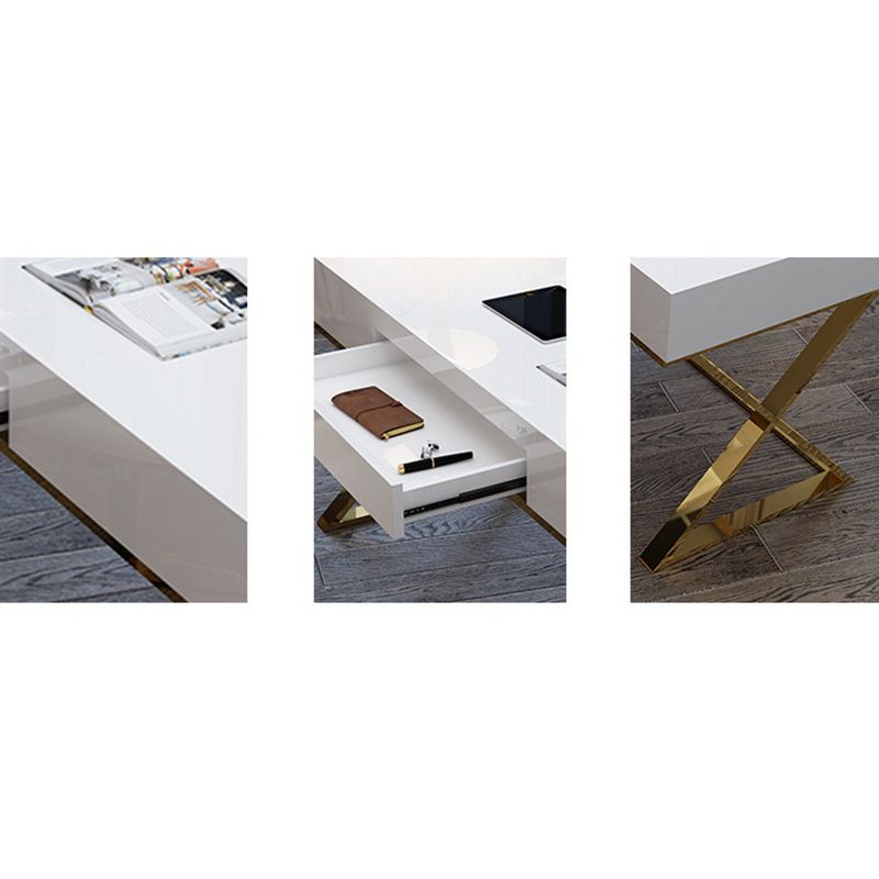 Trestle Rectangular Writing Desk with Metal Legs Office Desk Solid Wood Clearhalo 'furn' 'furn_office_desk' 'Furniture' 'Office Desks' 'Office Furniture' 'office_desk' 1200x1200_6bb38200-7e51-44a5-a32d-3afc39f61990