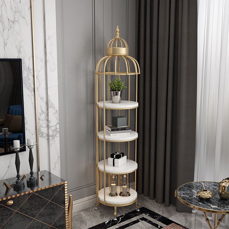 Scaffali di libreria verticale in metallo in metallo glam