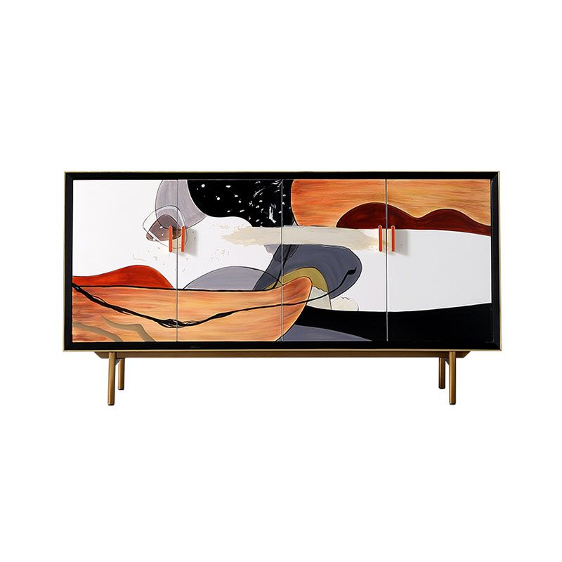 Gabinetes de Glamam Buffet Stand Oak Acabado de acabado con puertas