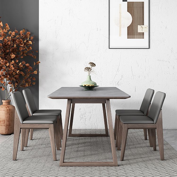 Mid-Century Modern Dining Table Gray Sintered Stone Dining Table with Wood Base Clearhalo ' dining_table' 'Dining Tables & Seating' 'Dining Tables' 'furn' 'furn_dining_table' 'Furniture' 'furniture_dining_table' 'Kitchen & Dining Furniture' 'kitchen&dining_furn' 'kitchen' 'kitchen_dining_table' 1200x1200_6bb775e0-25d3-48fb-8b07-2448c5cf4c75