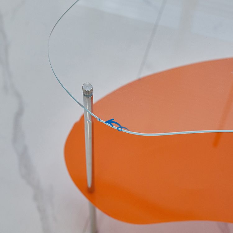 Modern Gambe in vetro 4 gambe a doppio livello tavolino accento a forma naturale