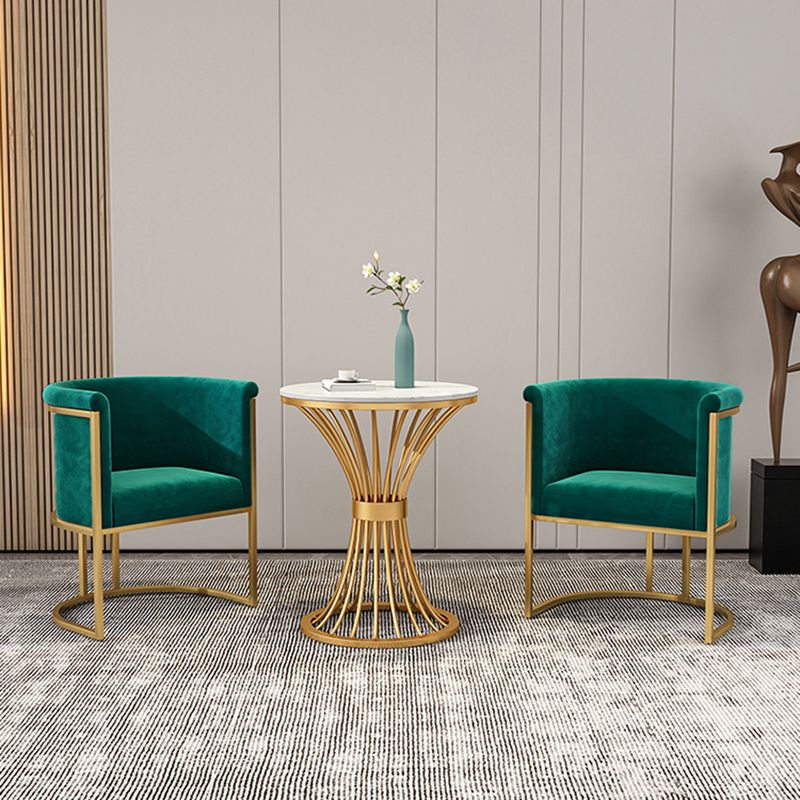 Scandinavian Luxury Fabric Dining Chair Armless Solid Back Chair