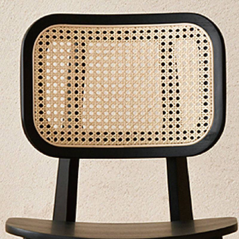 Industriële vaste houten armloze stoel keuken eetstoel zijkant