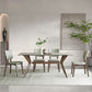 Industrial Style Rectangle Dining Table Sintered Stone Table with Wooden Legs