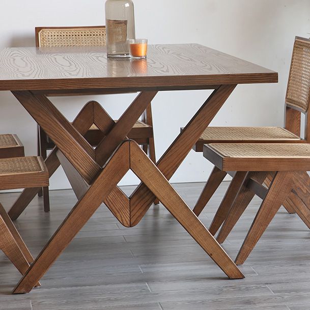 Rectangle Pine Wood Table with Trestle Base Modern Dining Table for Restaurant Clearhalo ' dining_table' 'Dining Tables & Seating' 'Dining Tables' 'furn' 'furn_dining_table' 'Furniture' 'furniture_dining_table' 'Kitchen & Dining Furniture' 'kitchen&dining_furn' 'kitchen' 'kitchen_dining_table' 1200x1200_6bbd4bd9-a0c4-423b-b86f-ce1acb077156