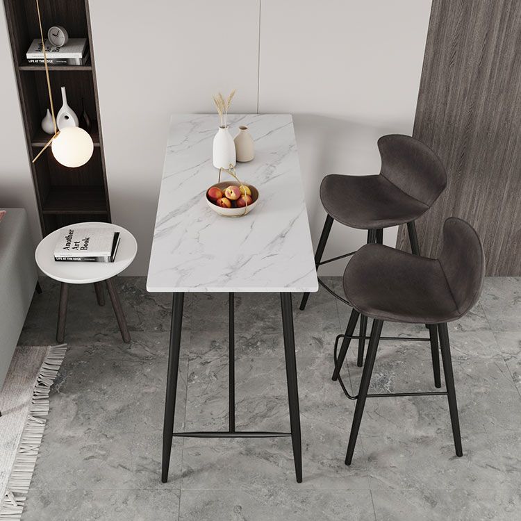 Modern Marble Table with Rectangle Table Top Black Trestle Table - 41.3" H Clearhalo 'Bar Furniture' 'Bar Tables' 'bar_tables' 'furn' 'furn_bar_tables' 'Furniture' 'furniture_bar_tables' 'Kitchen & Dining Furniture' 1200x1200_6bbe8286-ce72-436e-b1ab-55c25c1abf43