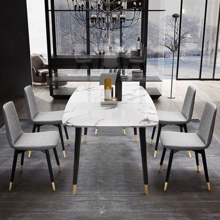 Glam Style Sintered Stone Dining Set Rectangle 1/2/4/6/7 Pieces Dining Set Clearhalo 'Dining Room Sets' 'Dining Tables & Seating' 'dining_room_set' 'furn' 'furn_dining_room_set' 'Furniture' 'Kitchen & Dining Furniture' 1200x1200_6bbf17ea-18bd-47f6-ab51-4813cd53458d