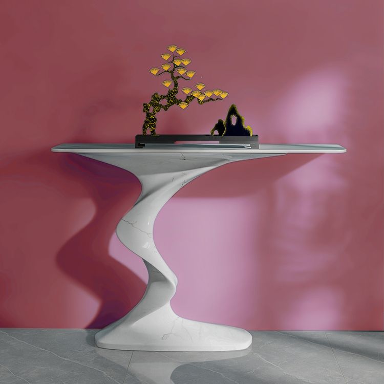 Modern Console Table Rectangle Stone Accent Table , 25.5 inch Wide