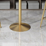 Glam Pedestal Pub Table Artificial Marble Bar Height Cocktail Table