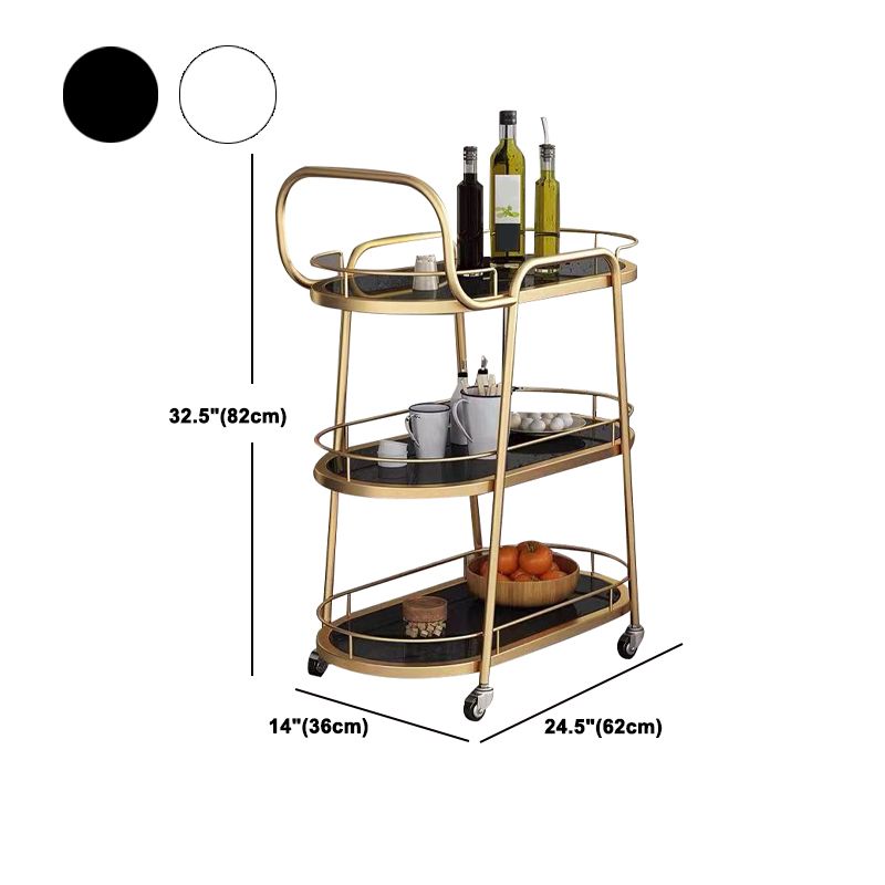Modern 24.41"W Rolling Prep Table Oval Metal Prep Table for Home Use