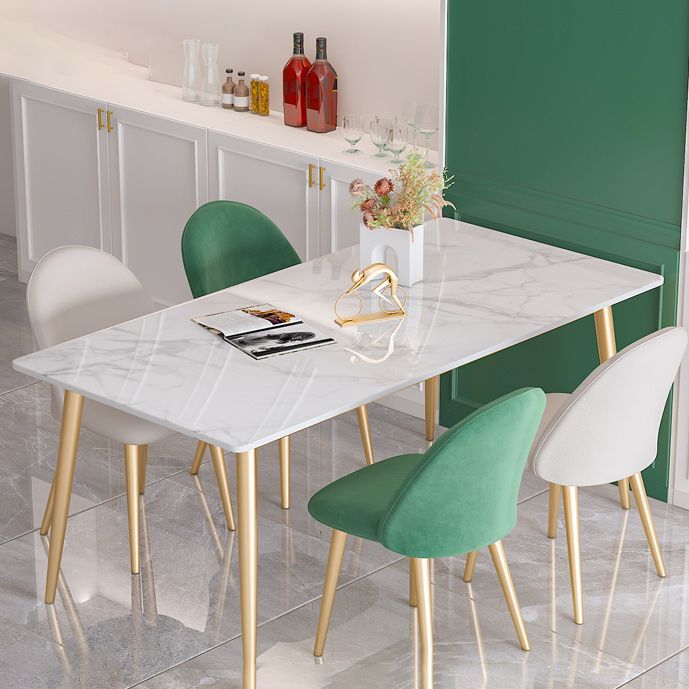 Glam 1/4/5/7 Pieces Dining Set Rectangle Stone Dining Table for Dining Room Clearhalo 'Dining Room Sets' 'Dining Tables & Seating' 'dining_room_set' 'furn' 'furn_dining_room_set' 'Furniture' 'furniture_dining_room_set' 'Kitchen & Dining Furniture' 1200x1200_6bc86592-7dc3-44fc-a717-c015787a17c4
