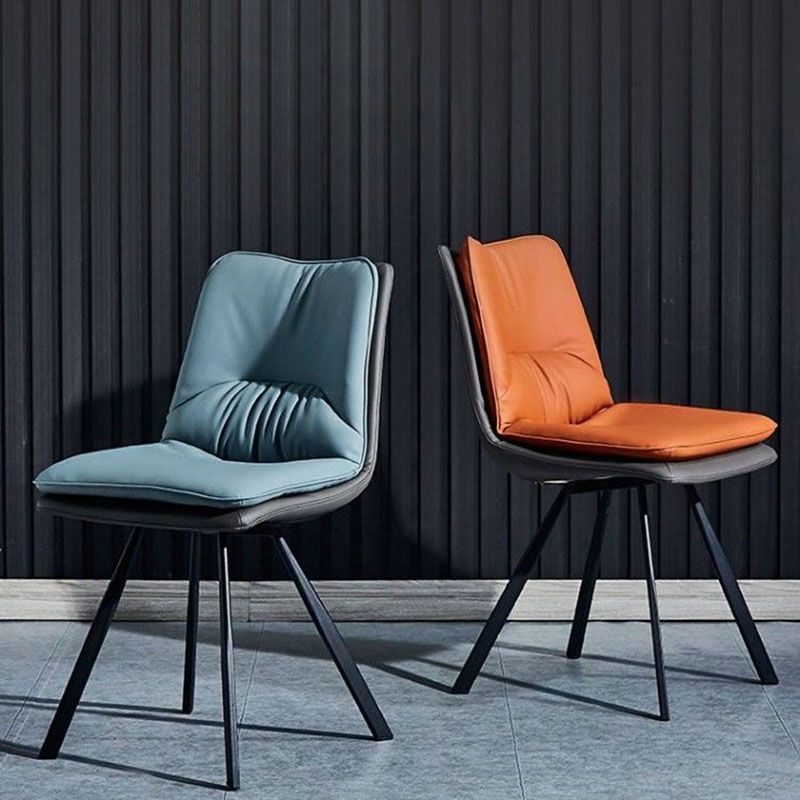 Industrial Design Armless Solid Back Chair Faux Leather Side Chair Clearhalo 'Dining Chairs' 'Dining Tables & Seating' 'dining_chair' 'furn' 'furn_dining_chair' 'Furniture' 'furniture_dining_chair' 'Kitchen & Dining Furniture' 1200x1200_6bc8fc72-ab00-43f8-9445-e3b3820890b3