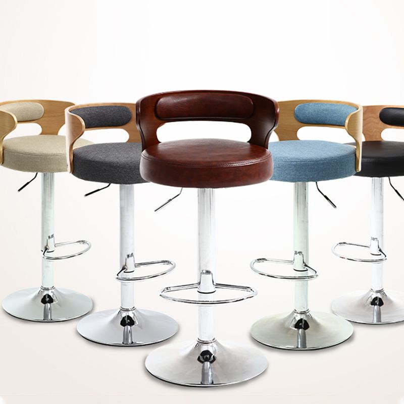 Modern Rotatable Backrest Counter Stool Steel Household Bar Stool with Cushion and Pedal Clearhalo 'Bar Furniture' 'Bar Stools' 'bar_stools' 'furn' 'furn_bar_stools' 'furniture_bar_stools' 'Kitchen & Dining Furniture' 'kitchen&dining_furn' 'kitchen' 'kitchen_furn' Furniture' 1200x1200_6bccd118-2108-4743-81fc-a9fd02519695