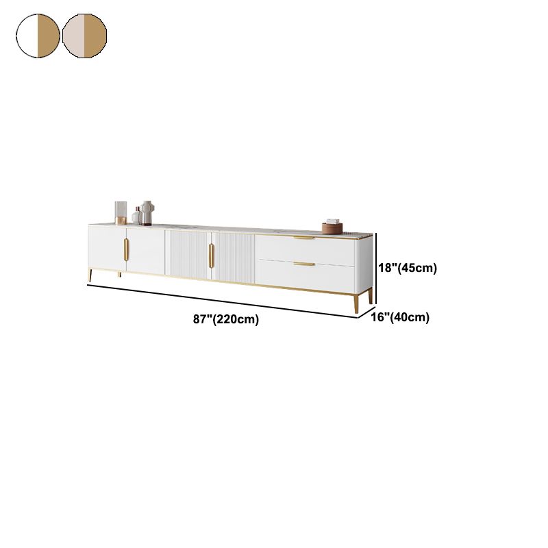 Stand de rangement de rangement ci-joint Armoire TV de style glam avec 2 tiroirs