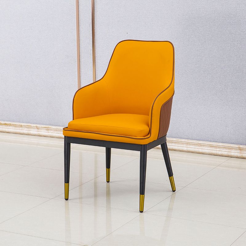 Glam Kitchen Dining Arm Chair Upholstered Side Chair with Metal Legs