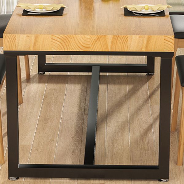 Industrial Solid Wood Dining Table Rectangle Table in Brown with Metal Trestle Base Clearhalo ' dining_table' 'Dining Tables & Seating' 'Dining Tables' 'furn' 'furn_dining_table' 'Furniture' 'furniture_dining_table' 'Kitchen & Dining Furniture' 'kitchen&dining_furn' 'kitchen' 'kitchen_dining_table' 1200x1200_6bd05e5e-eb99-4a40-9ba6-bbb40e35506d